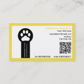 Paw and QR code yellow Vet/Veterinary Clinic  Visitenkarte (Rückseite)