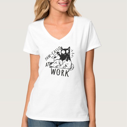 Paw-casso am Arbeitsplatz T-Shirt (Vorderseite)