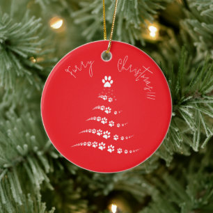 Paw Christmas Tree   Weihnachten Keramik Ornament
