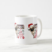 Paw Claus Mops in Weihnachtsmannmütze Snowflakes H Kaffeetasse (VorderseiteRechts)