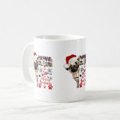 Paw Claus Mops in Weihnachtsmannmütze Snowflakes H Kaffeetasse (Vorderseite Links)