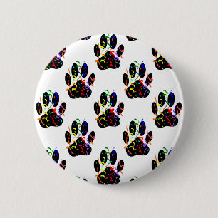 Paw druckt Confetti und Party Streamer Muster Button