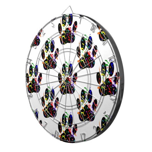 Paw druckt Confetti und Party Streamer Muster Dartscheibe (Vorderseite rechts)