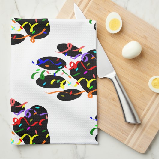 Paw druckt Confetti und Party Streamer Muster Handtuch (Viertel Falte)