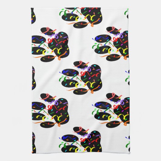 Paw druckt Confetti und Party Streamer Muster Handtuch (Vertikal)