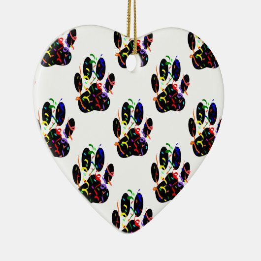 Paw druckt Confetti und Party Streamer Muster Keramik Ornament (Rechts)