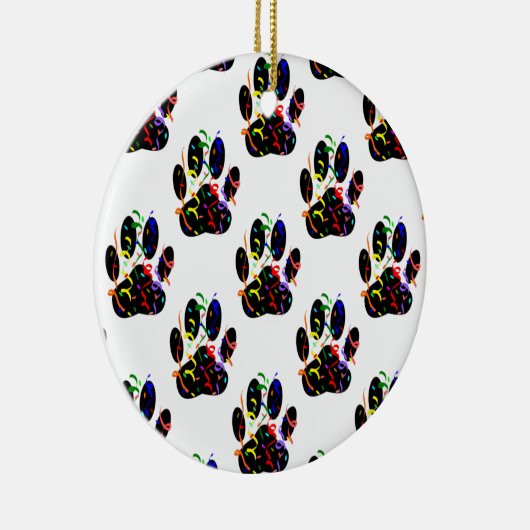 Paw druckt Confetti und Party Streamer Muster Keramik Ornament (Rechts)