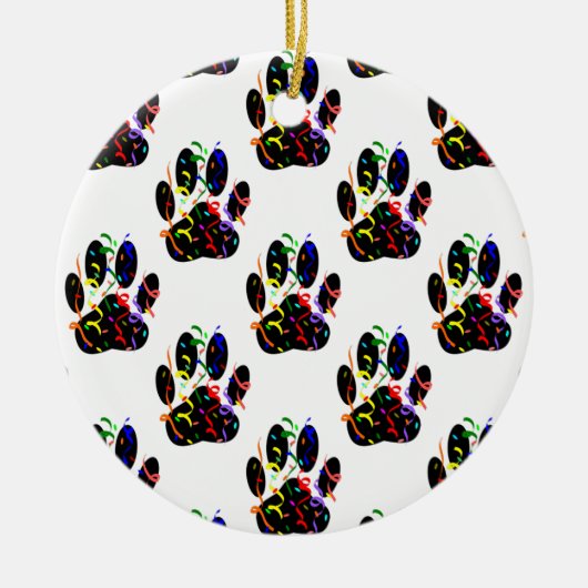 Paw druckt Confetti und Party Streamer Muster Keramik Ornament (Vorne)