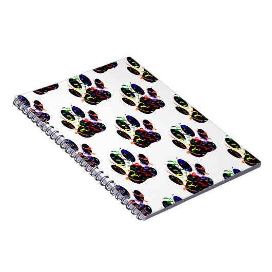 Paw druckt Confetti und Party Streamer Muster Notizblock (Rechte Seite)