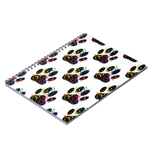 Paw druckt Confetti und Party Streamer Muster Notizblock (Linke Seite)