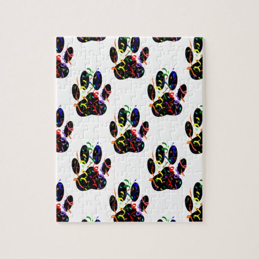 Paw druckt Confetti und Party Streamer Muster Puzzle (Vertikal)