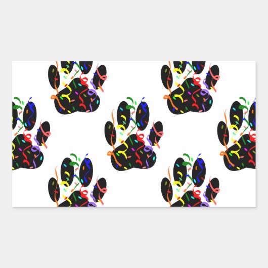 Paw druckt Confetti und Party Streamer Muster Rechteckiger Aufkleber (Vorderseite)