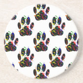 Paw druckt Confetti und Party Streamer Muster Sandstein Untersetzer (Vorne)