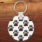 Paw druckt Confetti und Party Streamer Muster Schlüsselanhänger (Vorderseite)