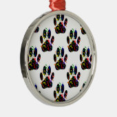 Paw druckt Confetti und Party Streamer Muster Silbernes Ornament (Rechts)
