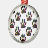 Paw druckt Confetti und Party Streamer Muster Silbernes Ornament (Links)