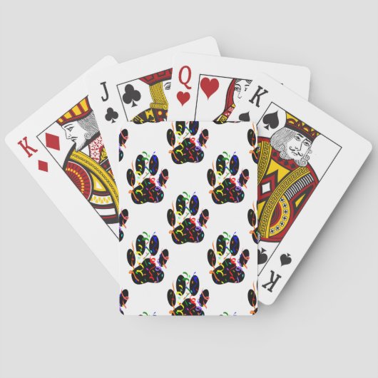 Paw druckt Confetti und Party Streamer Muster Spielkarten (Rückseite)