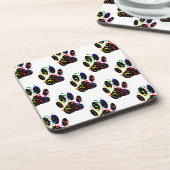 Paw druckt Confetti und Party Streamer Muster Untersetzer (Linke Seite)