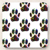Paw druckt Confetti und Party Streamer Muster Untersetzer (Vorderseite)