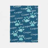 Paw druckt den Personalisierten Hundenamen Blue Fleecedecke (Vorderseite)