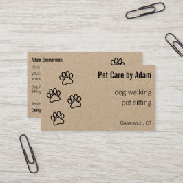 Paw druckt Dog Walker Pet Sitter Kraft Papier Visitenkarte