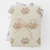 Paw druckt drei Design Geschenkpapier Set (Beispiel)
