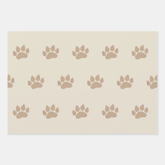 Paw druckt drei Design Geschenkpapier Set (Vorderseite)