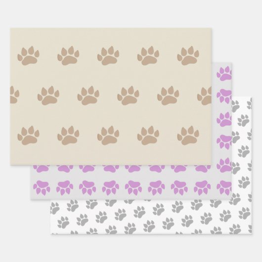 Paw druckt drei Design Geschenkpapier Set (Set)