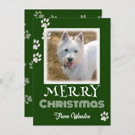 Paw druckt frohe Weihnachts-Dog-Fotokarten (Vorne/Hinten)