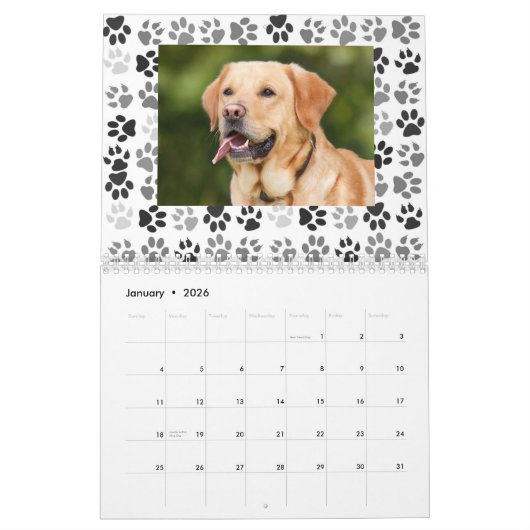 Paw druckt Hintergrund Foto Dog Cat Kalender (Jan 2026)