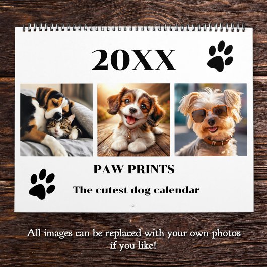 Paw druckt Hunde Foto Art Large Kalender