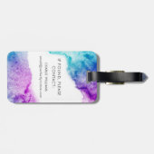 Paw druckt lila Aquarelle Gepäckanhänger (Rückseite horizontal)