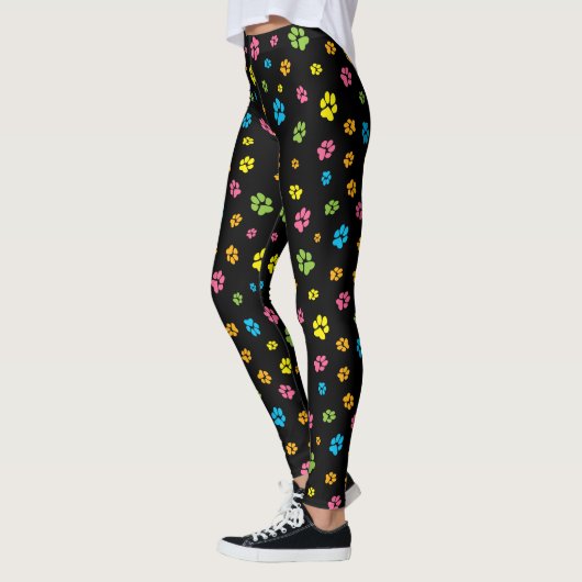 Paw druckt Niedliche, farbenfrohe Pattern Dog Lieb Leggings (Links)