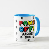 Paw druckt Pattern Paws Off! Farbige Tasse (VorderseiteRechts)