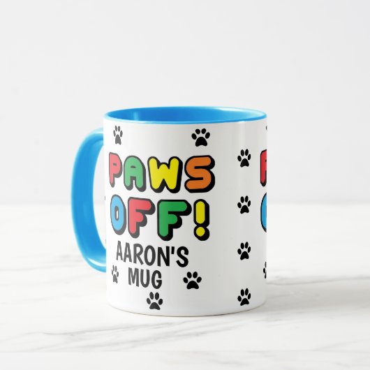 Paw druckt Pattern Paws Off! Farbige Tasse (Vorderseite Links)