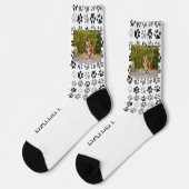 Paw druckt Personalisiert Name Pet Foto Dog Cat Socken (Linkes Detail)