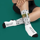 Paw druckt Personalisiert Name Pet Foto Dog Cat Socken