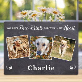 Paw druckt Personalisiertes 3-Foto-Dog-Memorial Fotoplatte
