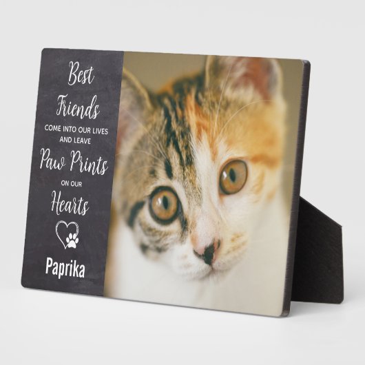 Paw druckt Personalisiertes Foto Pet Cat Memorial Fotoplatte (Seite)