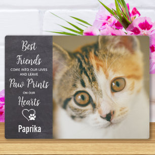 Paw druckt Personalisiertes Foto Pet Cat Memorial Fotoplatte