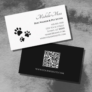 Paw druckt QR-Code für Schwarz-weiße Sitzmöbel Visitenkarte