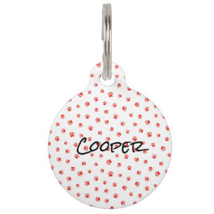 Paw druckt Red NAME Black Pets Dog Cat SCAN Haustiermarke