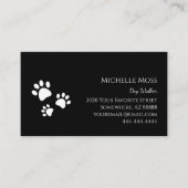 Paw druckt Schwarz-weiße Dog Walker Visitenkarte (Vorderseite)