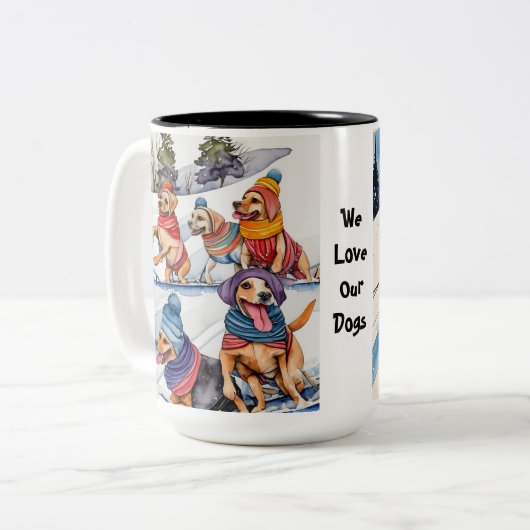 Paw fect Day to Go Rodeln Zweifarbige Tasse (Vorderseite Links)