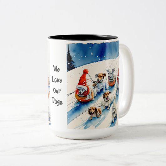 Paw fect Day to Go Rodeln Zweifarbige Tasse (VorderseiteRechts)