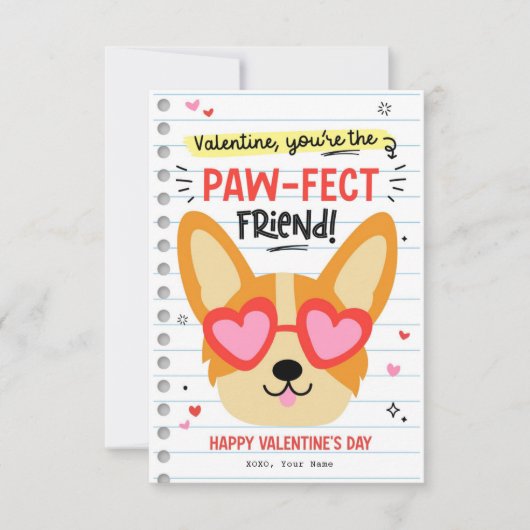 Paw-fect Dog Pun Kids Classroom Valentine Card Einladung (Vorderseite)