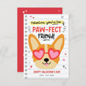 Paw-fect Dog Pun Kids Classroom Valentine Card Einladung (Vorne/Hinten)