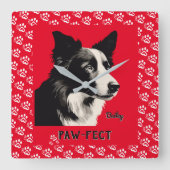 Paw-fect Quadratische Wanduhr (Vorderseite)
