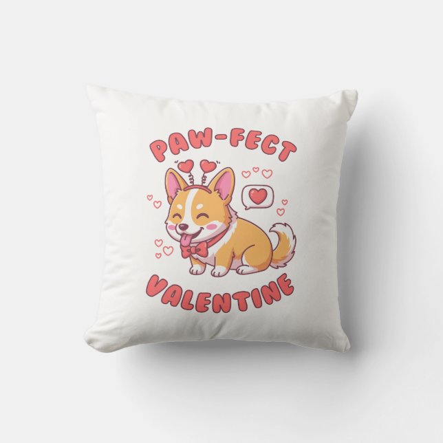 Paw-Fect Valentine - Corgi Dog Valentine Gift Kissen (Vorderseite)