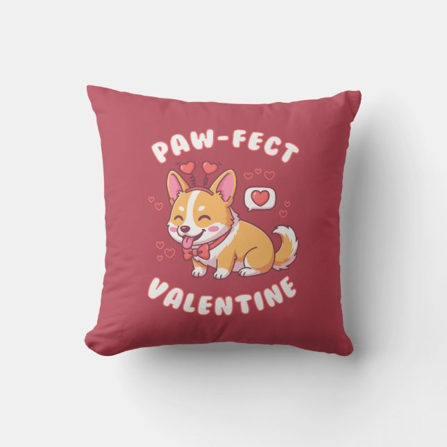 Paw-Fect Valentine - Corgi Dog Valentine Gift Kissen (Vorderseite)